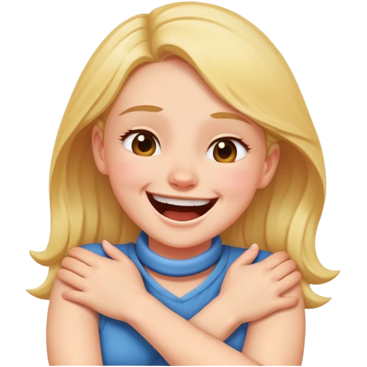 Girl with arms crossed choking her neck while laughing emoji