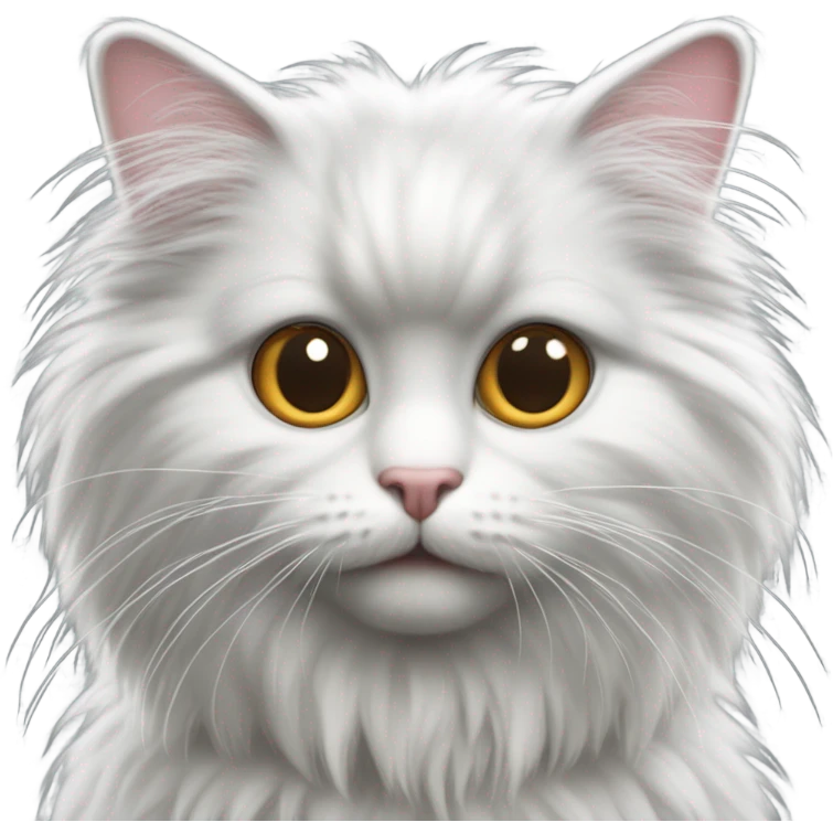 chat gris et blanc angora emoji