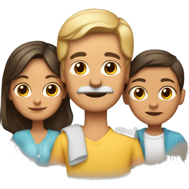 una familia de un padre una madre una hija y dos perritas chihuahuas emoji