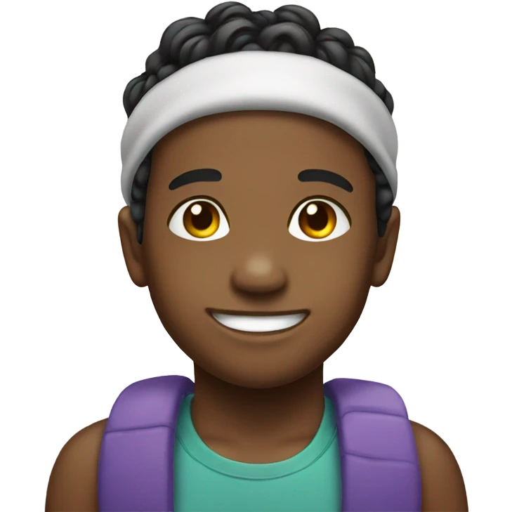 smiling boy with hairband portrait emoji