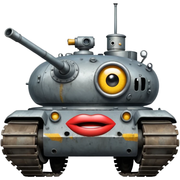 tank that has an eye and a mouth  emoji