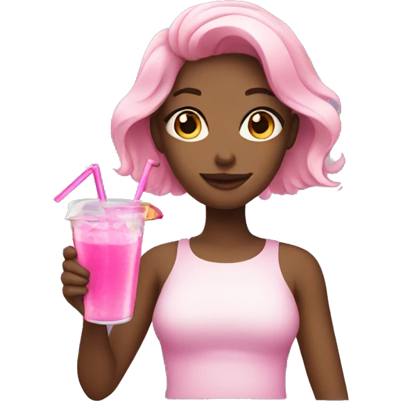 Girl with pink drink  emoji