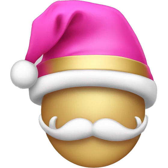 pink and gold santa hat with a bow emoji