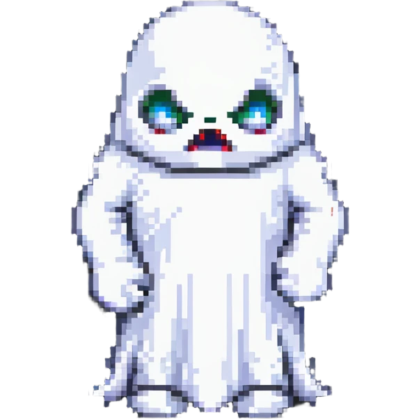 angry Casper ghost in pixel art style emoji