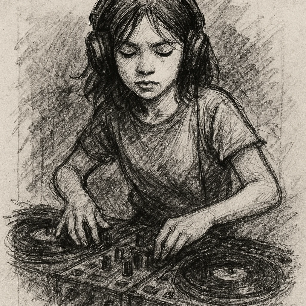 girl playing DJ set emoji