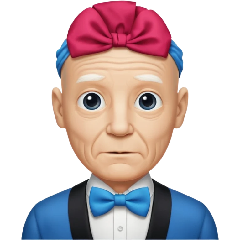Bald with blue bow tie, Face old emoji