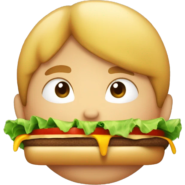 The boy is eating a hamburger emoji