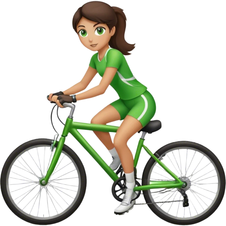 brunette girl with green eyes doing sports on a bicycle brunette girl with green eyes doing sports on a bicycle emoji