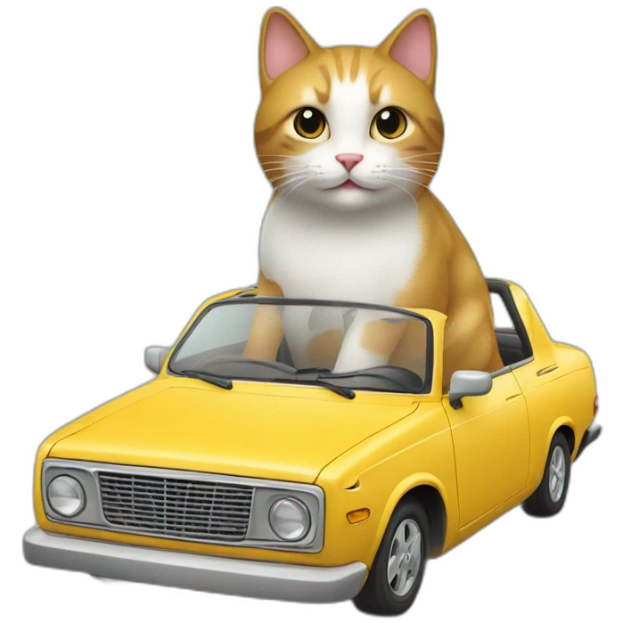 un chat sur une voiture emoji