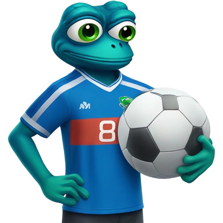 blue pepe frog in soccer jersey emoji