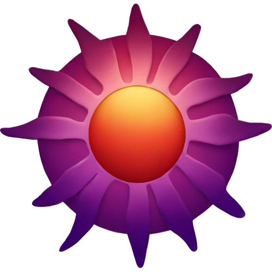 Red and purple sun emoji