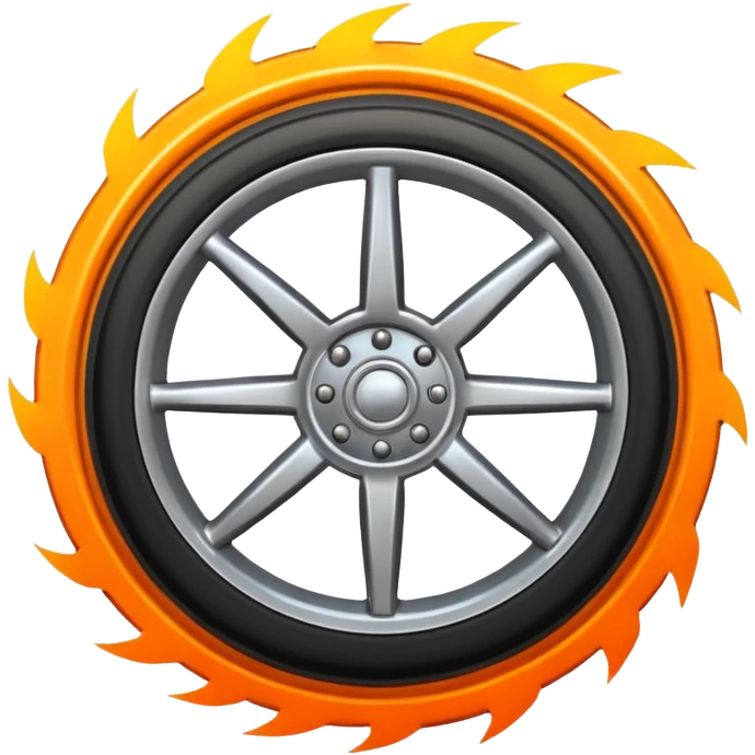 a car wheel from under which sparks fly emoji