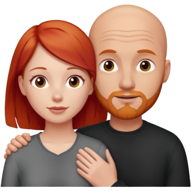 Très amoureux gars chauve fille rousse emoji