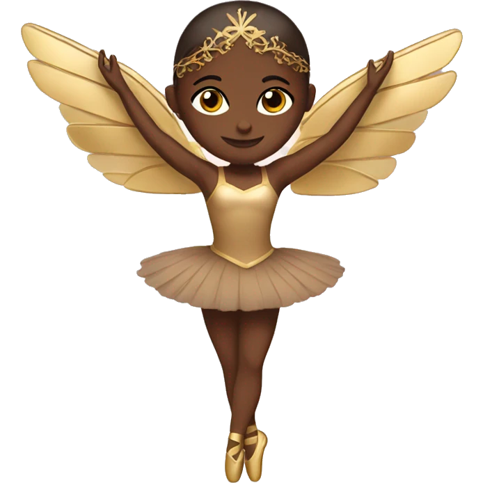  brown ballerina with gold wings emoji