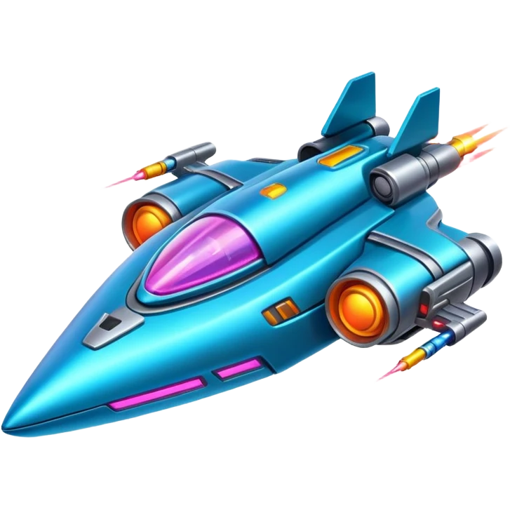 Neon spaceship with guns emoji
