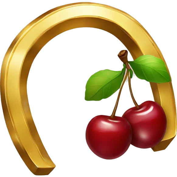 Gold lucky Horseshoe and pair of cherries  emoji