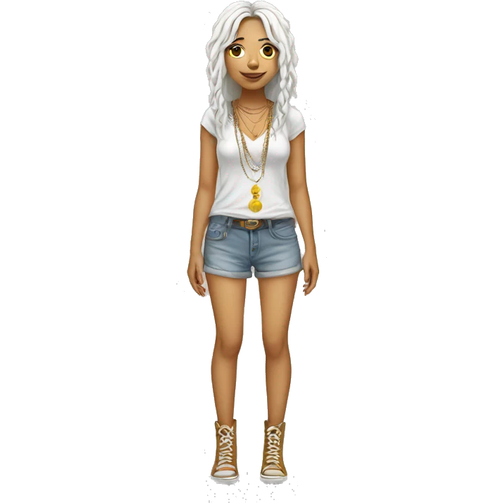 full body white hippy girl with nose ring  emoji