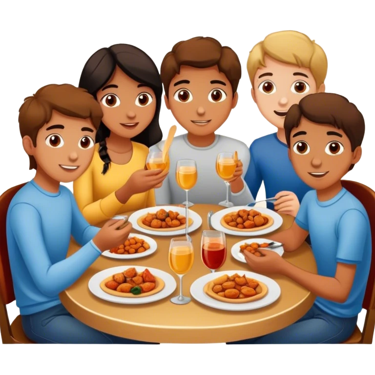 groupe d'adolescents espagnols, au restaurant, en Espagne, mangeant des tapas emoji