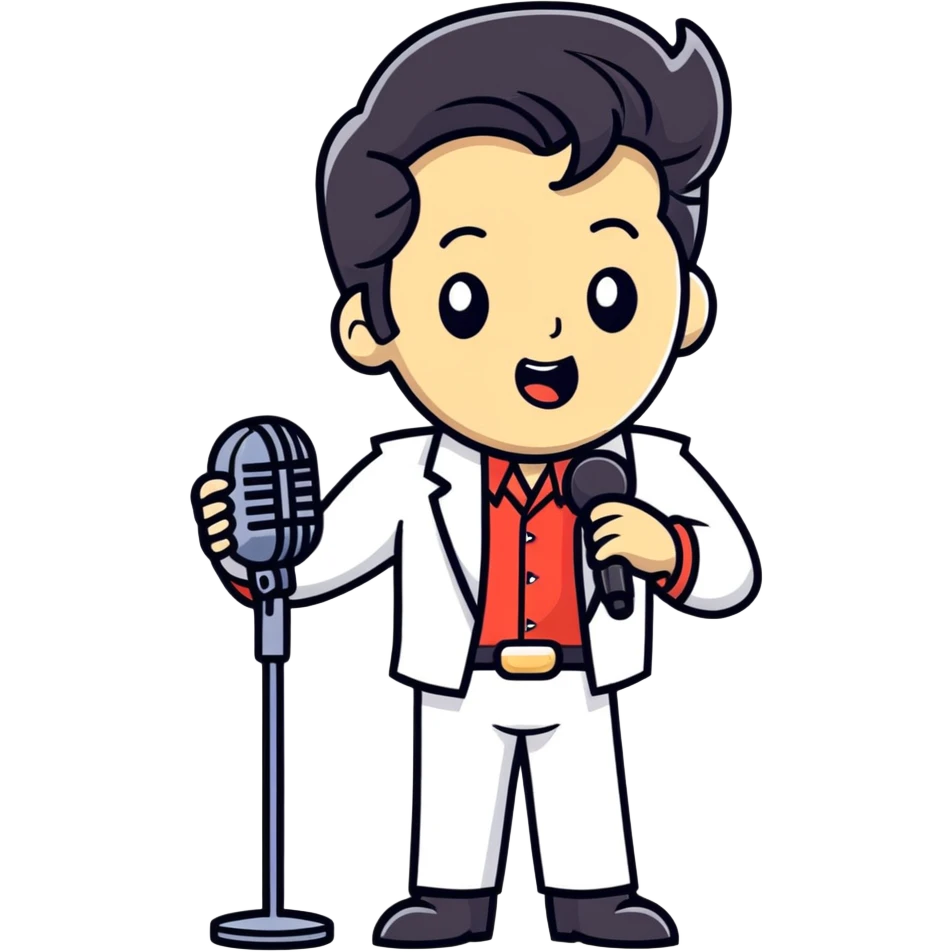 Elvis singing with a mic emoji
