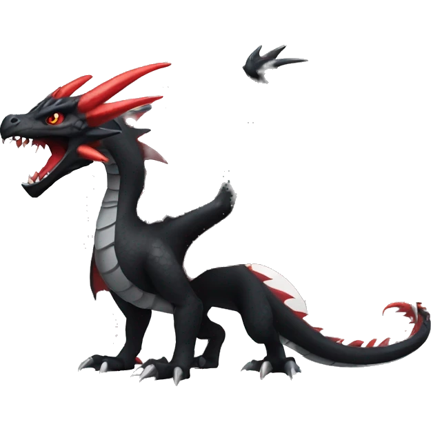 cool edgy black and red Dark-type nargacuga dragon Pokémon full body emoji