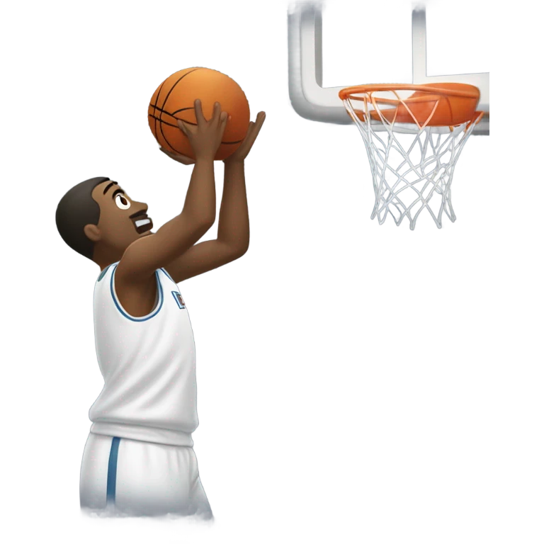 A man shooting a basketball that makes it in emoji