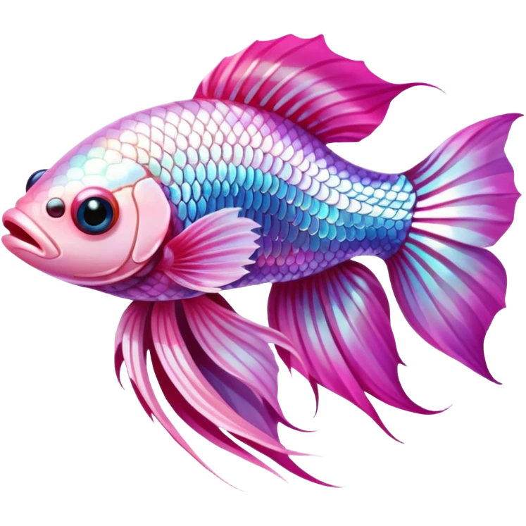 cute pink and white betta fish emoji
