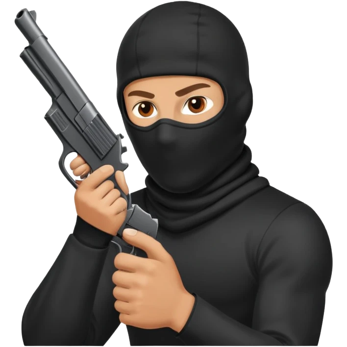 guy in a balaclava shooting a pistol emoji
