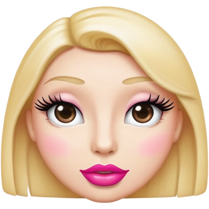 Standard emoji with pink pout lips and thick eyelashes  emoji