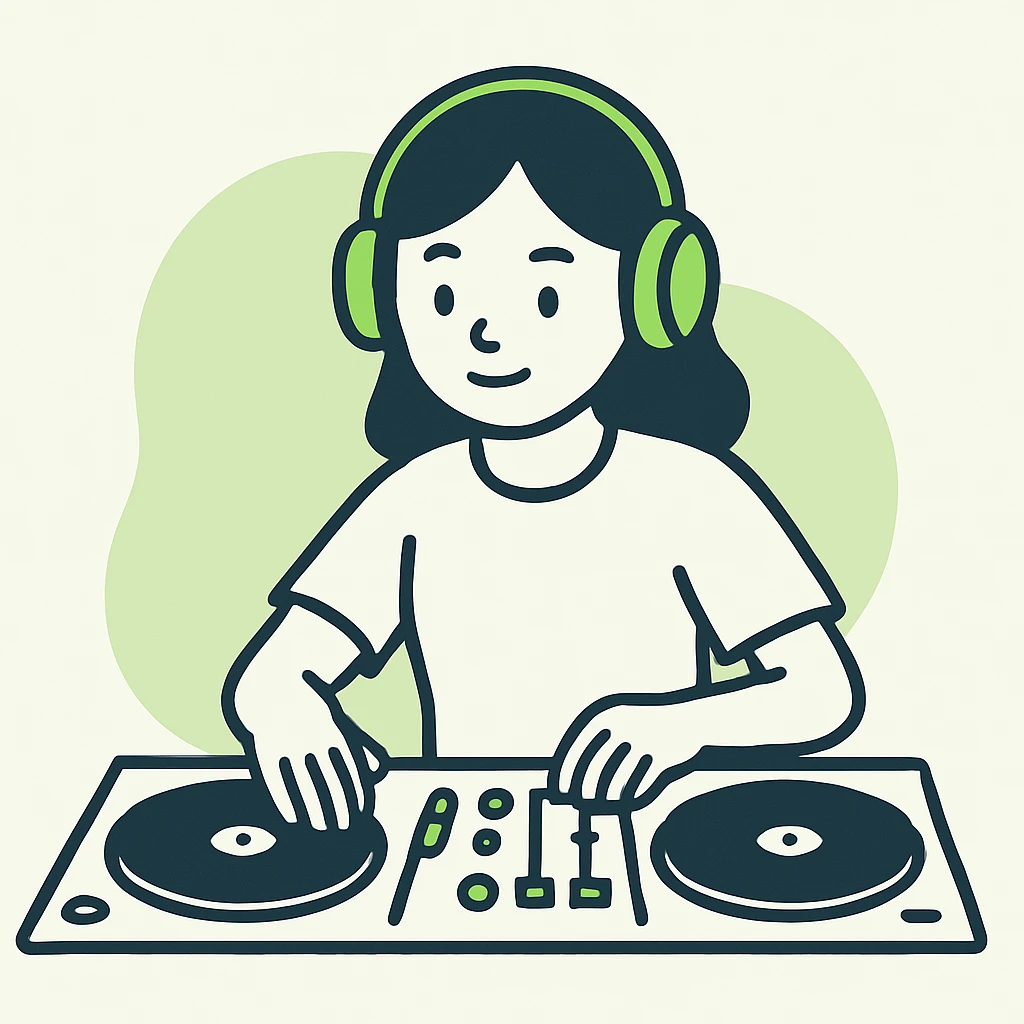 girl playing DJ set emoji