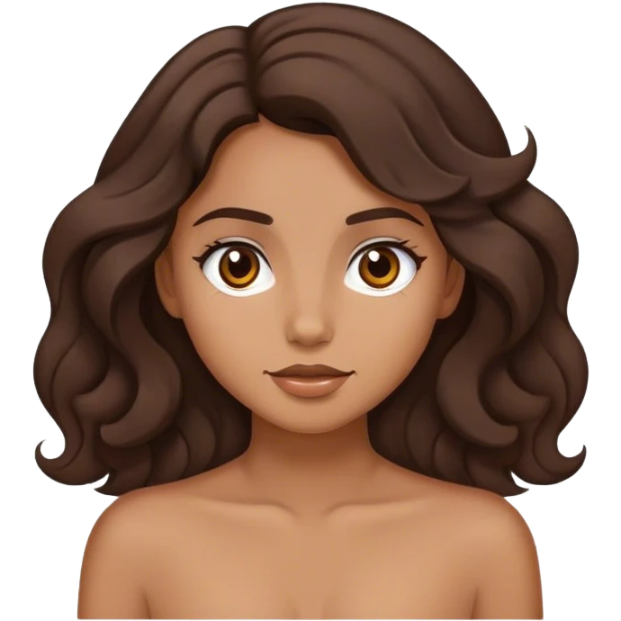 tan girl with wavy dark brown hair and pretty emoji