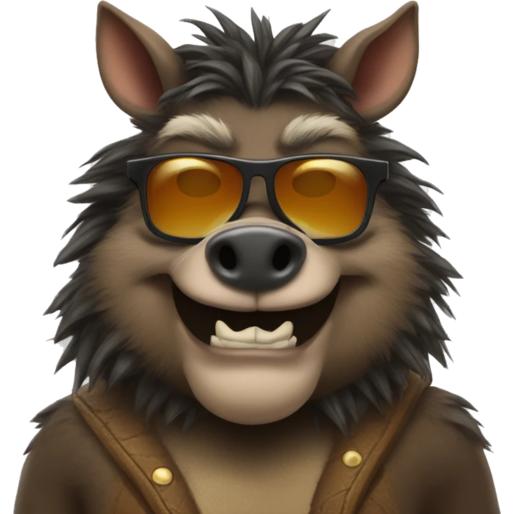 anthropomorphic, Smirking boar with sunglasses emoji