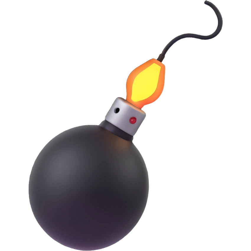 black bomb 3D emoji style with a lit fuse emoji
