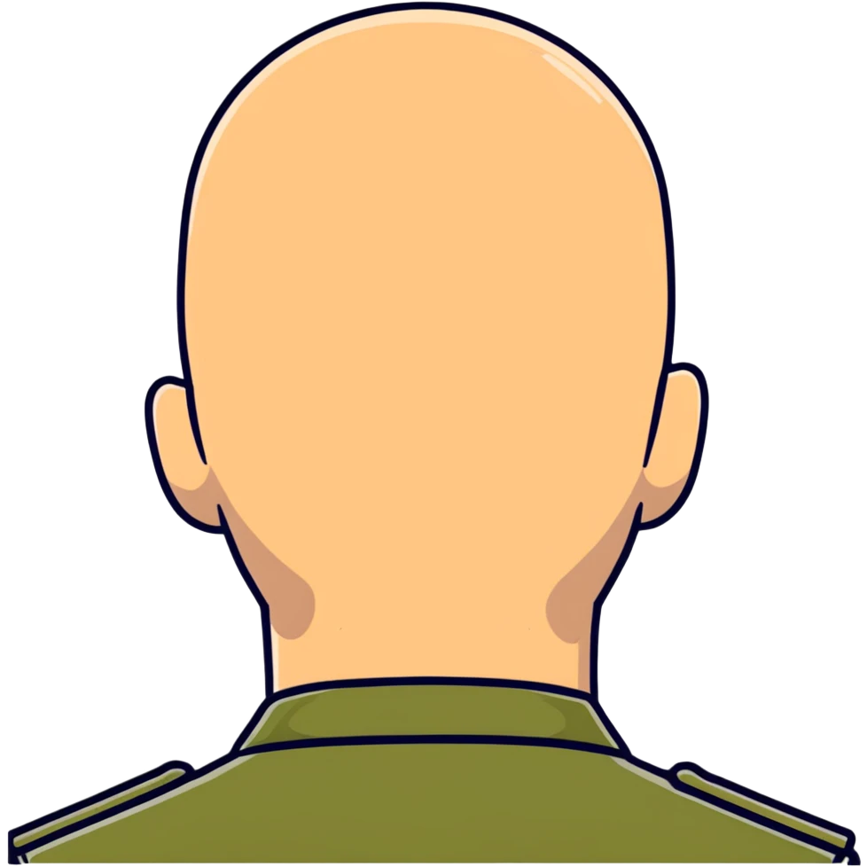back view of military soldier's head with crew cut emoji