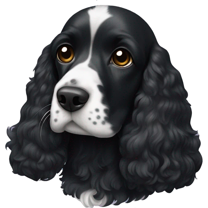 Black cocker spaniel with white powdered nose fur  emoji