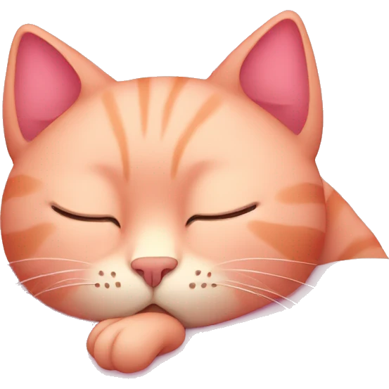 Pink cat sleeping emoji