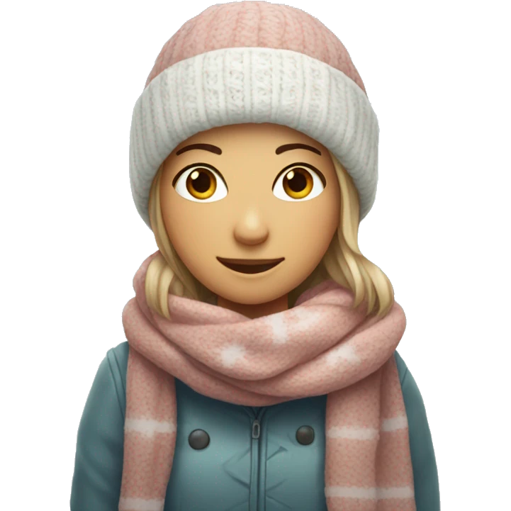 A cute girl wearing a scarf and a snowflake emoji
