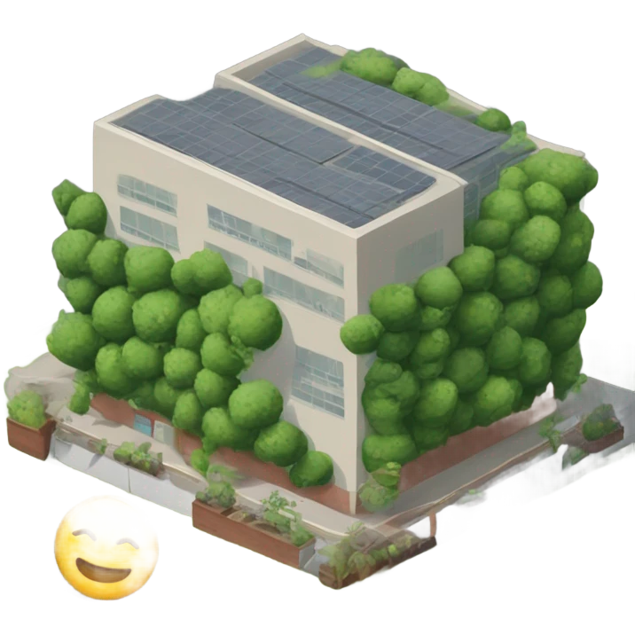 Fábrica con plantas representando la sostenibilid emoji