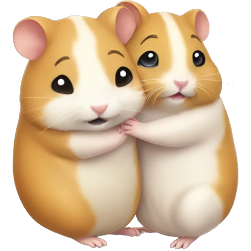 two happy hamsters hug emoji