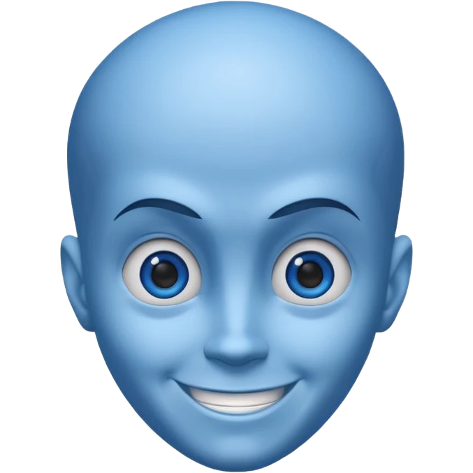 Megamind with a big blue head emoji