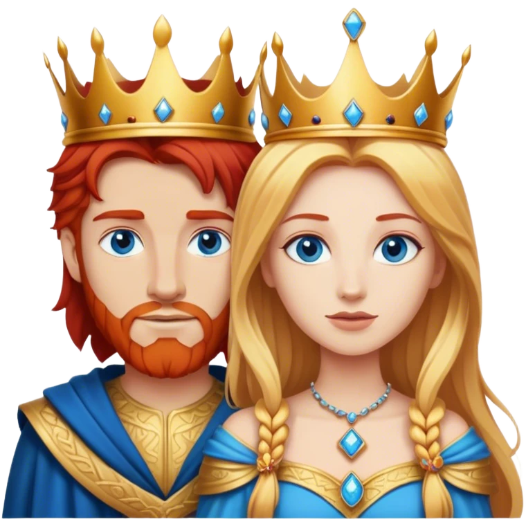Red hair king, blonde queen, blue eyes emoji