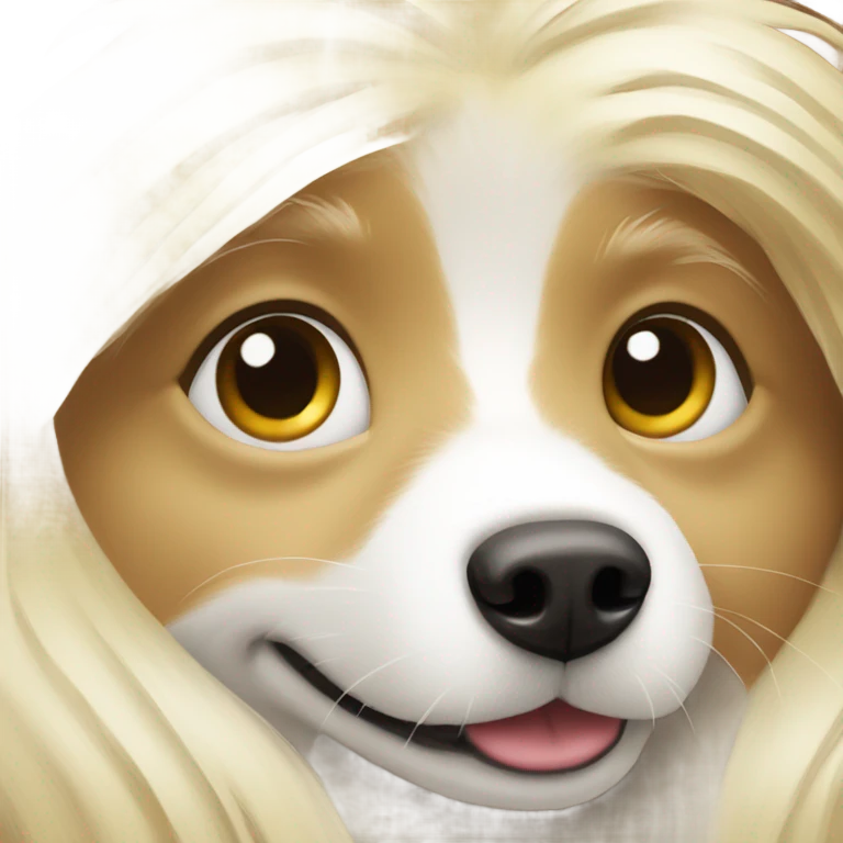 Blonde long hair hirl with heart and white German spitz emoji