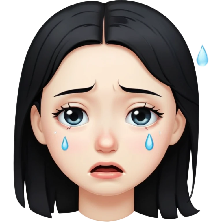 Girl with black hair are crying emoji