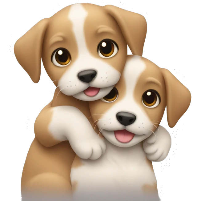 Two puppies hugging emoji