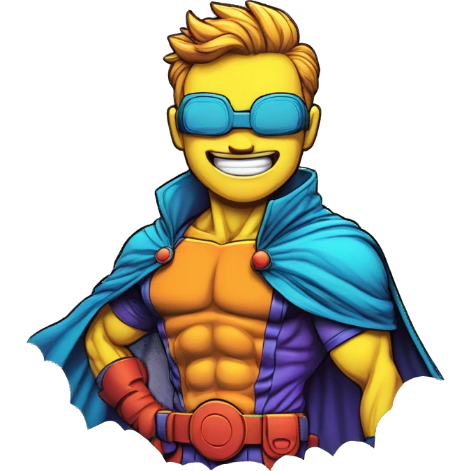 comic book cartoon illustration bold outline halftone shading neon colours emoji