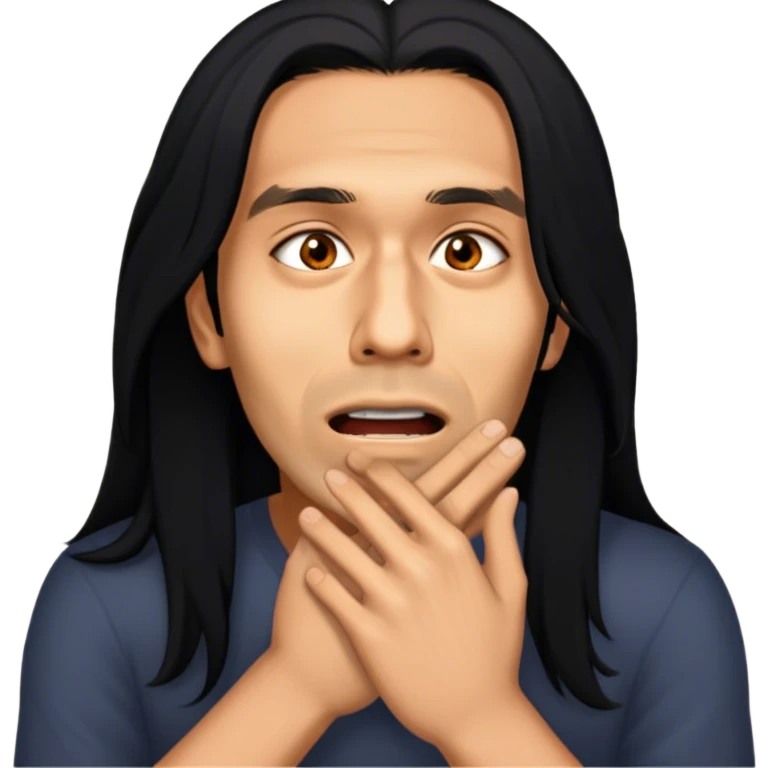Scared latino man with long black hair emoji