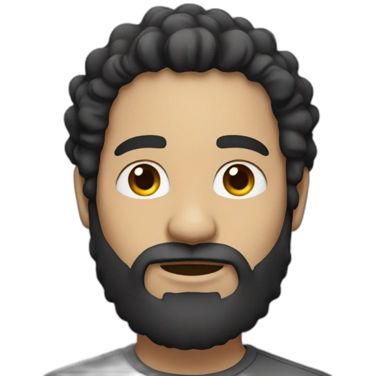 White man with long dark Afro hair and short beard emoji