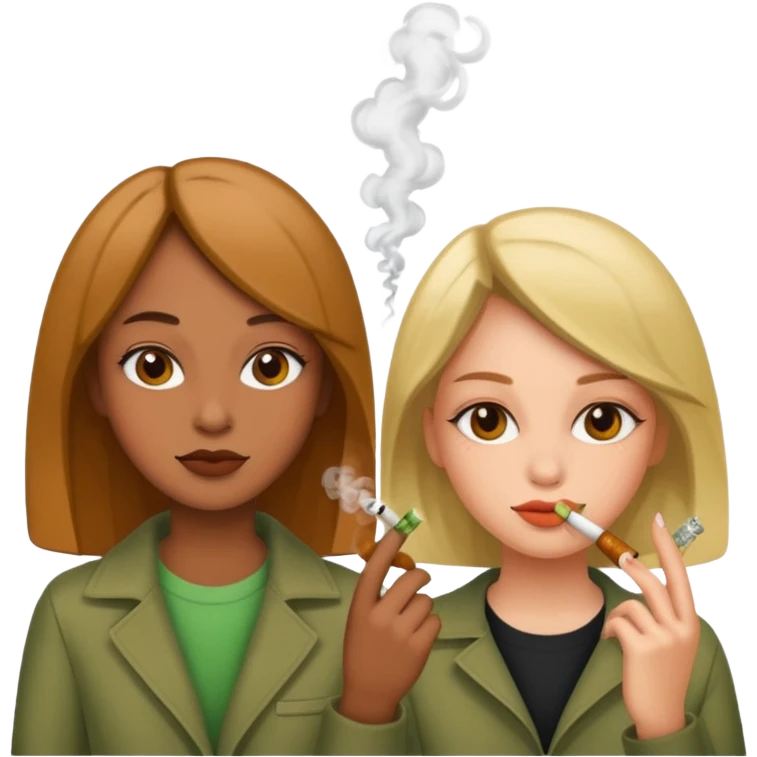 Two girls smoking weed emoji