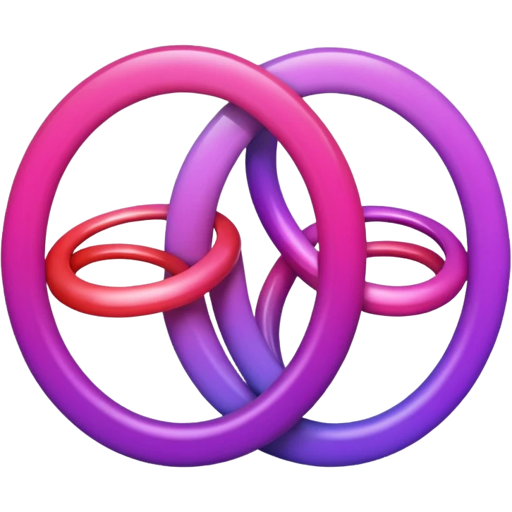 Three connected circles with a purple to pink to red gradient emoji