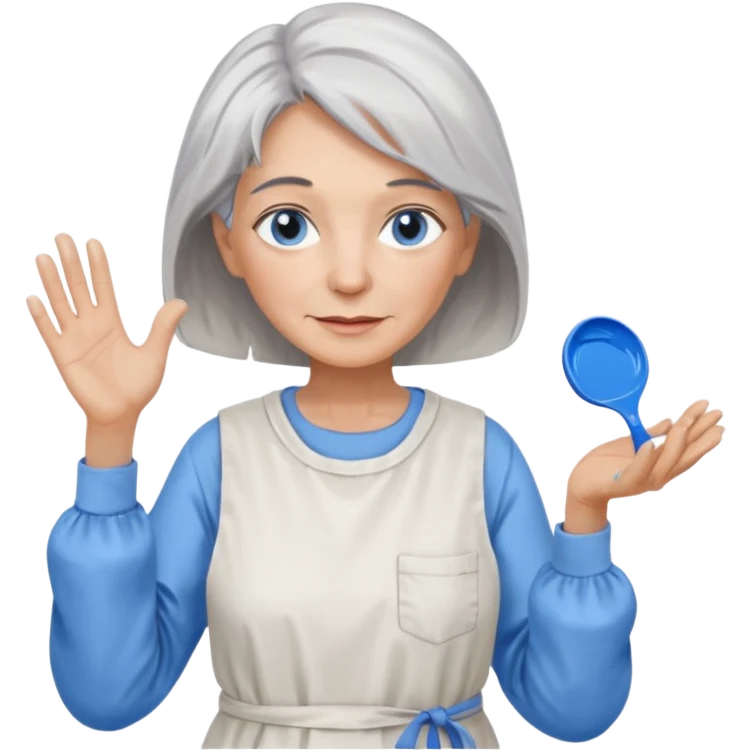 FEMME 65 ET PLUS CHEVEUX GRIS, YEUX BLEU ARTISTE PEINTRE  emoji