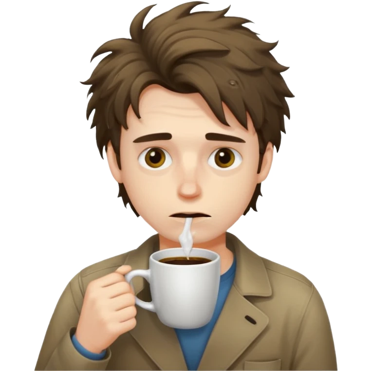 tired programmer with dark circles under his eyes drinks coffee emoji